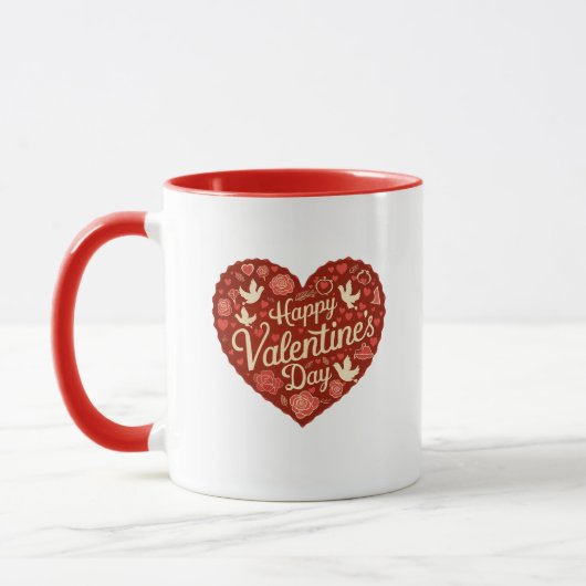 Heureuse Sainte-Valentin Coeur Rouge Mug (Gauche)