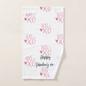 Heureuse Sainte-Valentin de coeur rose "XOXO" (Serviette à main)