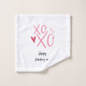 Heureuse Sainte-Valentin de coeur rose "XOXO" (Gant de toilette)