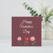 Heureuse Sainte-Valentin fleurs carte de script bo (Debout devant)