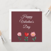 Heureuse Sainte-Valentin fleurs carte de script bo (Devant/Arrière en situation)