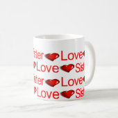 Heureuse Sainte-Valentin Mugs Aimer Soeur Coeurs (Devant droit)