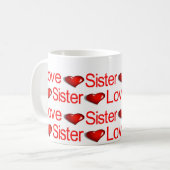 Heureuse Sainte-Valentin Mugs Aimer Soeur Coeurs (Devant gauche)