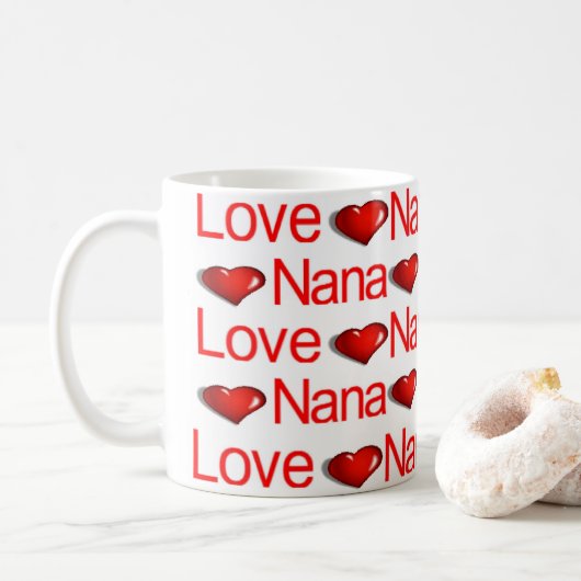 Heureuse Sainte-Valentin Mugs Love Nana Red Hearts (Avec donut)