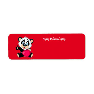 Heureuse Sainte-Valentin Panda Bear Étiquette