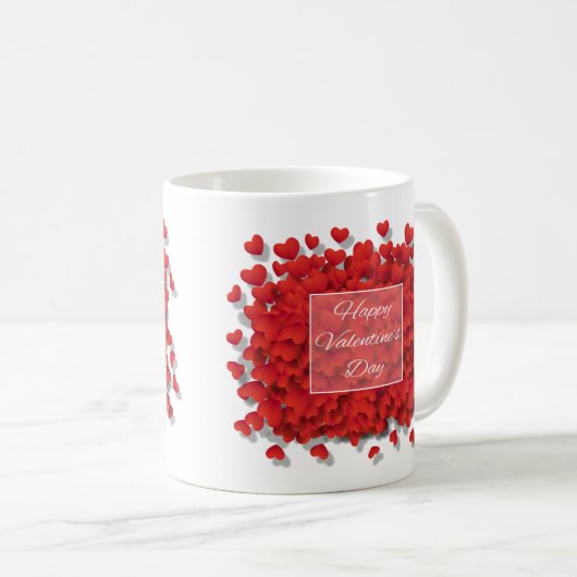 Heureuse Sainte-Valentin Red Hearts Coffee Cup Mug (Devant droit)