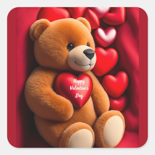 Heureuse Sainte-Valentin Teddy Bear autocollant (Devant)