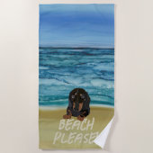 Heureuse serviette de plage Dachshund (Devant)