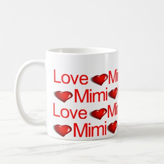 Heureuses Saintes-Valentin Mugs Aimer Mimi Coeurs  (Gauche)