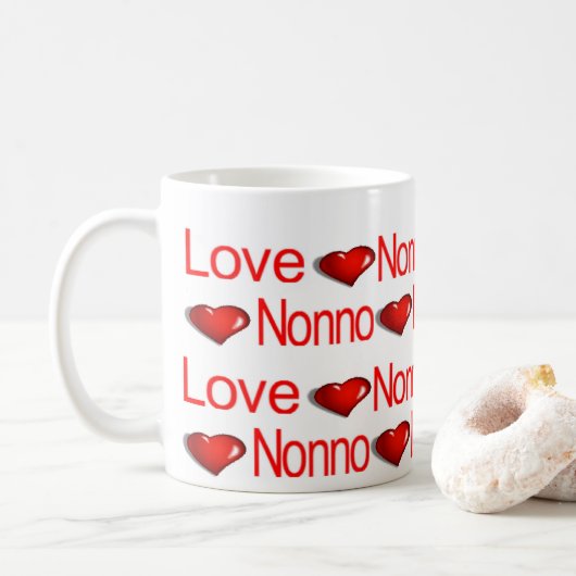Heureuses Saintes-Valentin Mugs Aimer Nonno Coeurs (Avec donut)
