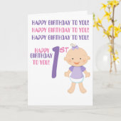 "HEUREUX 1ER ANNIVERSAIRE !" Carte de vœux (Fleur jaune)