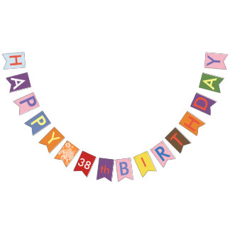 heureux 38e anniversaire drapeaux de bunting
