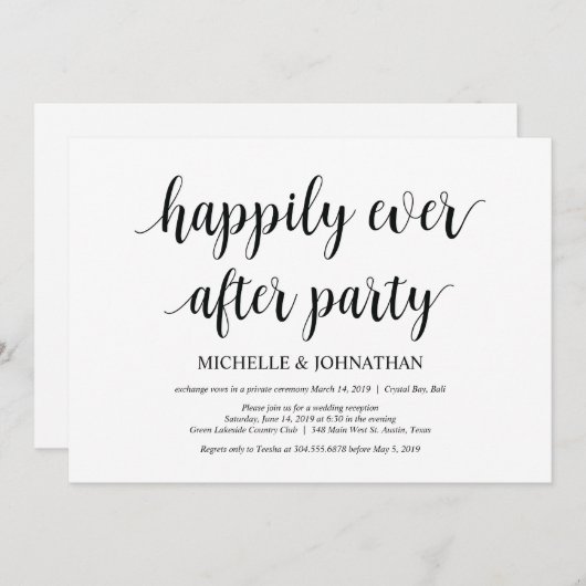 Heureux à jamais, Faire-part de mariage en fuite (Devant / Derrière)