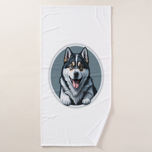 heureux Alaskien Malamute Puppy (Serviette de bain)