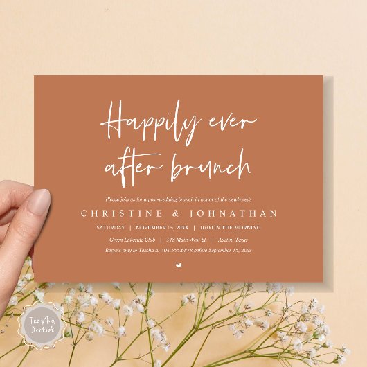 Heureux après le brunch, postez faire-part de mari