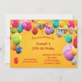 HEUREUX BALLONS D'ANNIVERSAIRE INVITATION (Devant)
