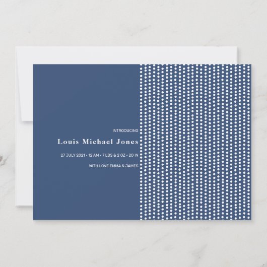 HEUREUX | Carte faire-part de naissance à points b (Dos)