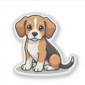 Heureux chiot Beagle – Autocollant d'art Chibi (Devant)