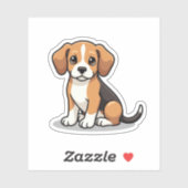 Heureux chiot Beagle – Autocollant d'art Chibi (Feuille)