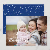 Heureux Hanoukka neige bulles Carte photo de vacan (Devant / Derrière)