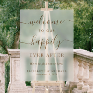 Heureux Jamais après Gold Mariage Welcome Frosted