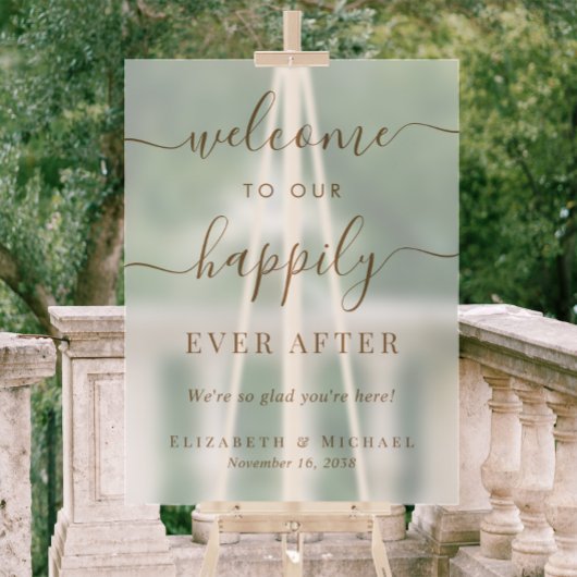 Heureux Jamais après Gold Mariage Welcome Frosted