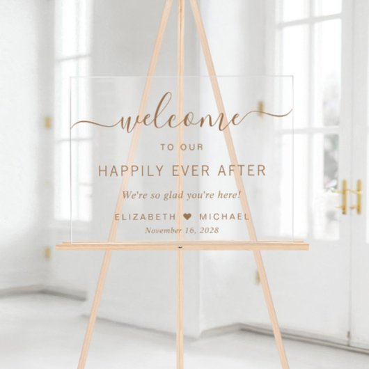 Heureux Jamais après Gold Script Mariage Bienvenue