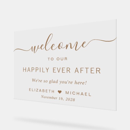 Heureux Jamais après Gold Script Mariage Bienvenue (Angle)