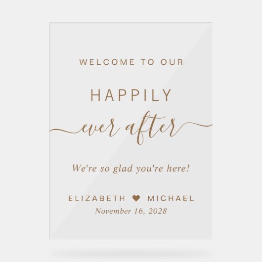 Heureux Jamais après Gold Script Mariage Bienvenue (Recto)