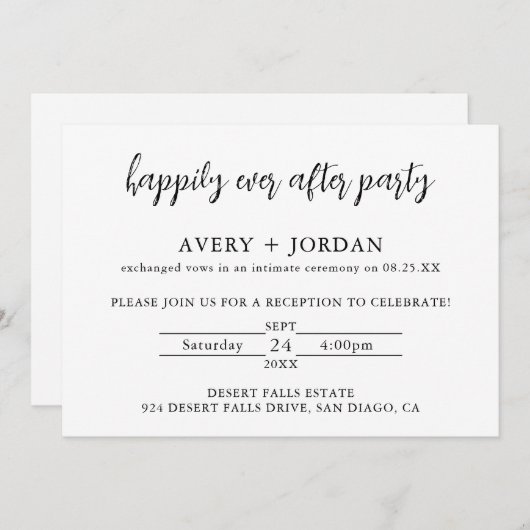 Heureux Jamais Après Réception Invitation (Devant / Derrière)