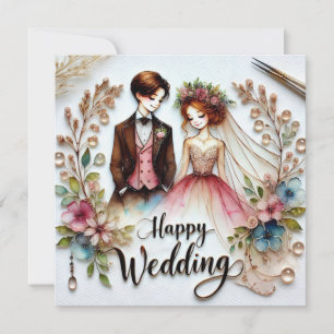 Heureux Mariage Salutation Love Cartes
