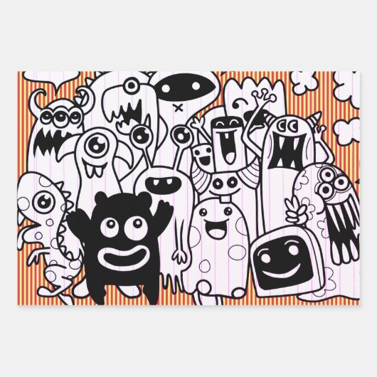 HEUREUX MONSTERS Envelopper Papier Feuille plate E (Devant 2)