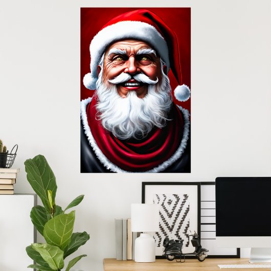 Heureux Père Noël souriant | AI Art Poster (Bureau à domicile)