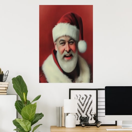 Heureux Père Noël souriant | AI Art Poster (Bureau à domicile)