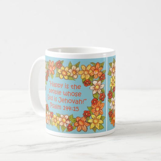 Heureux peuple Dieu est l'Eternel Écriture Mug (Devant gauche)