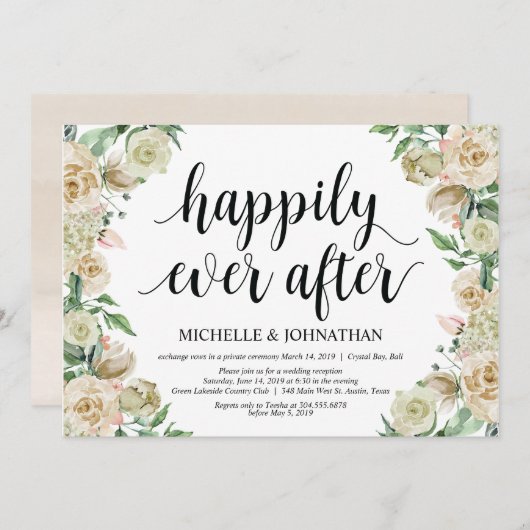 Heureux pour toujours, invitation à la réception d (Devant / Derrière)