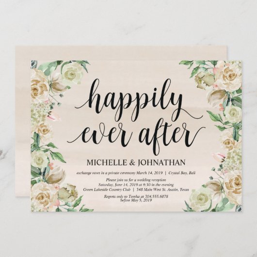 Heureux pour toujours, invitation de réception de  (Devant / Derrière)