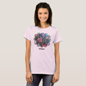 HEUREUX t-shirt d'art mignon avec des roses semi-a (Devant entier)