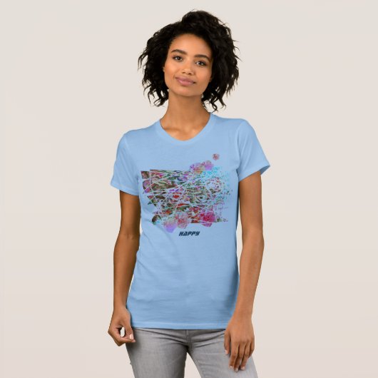 HEUREUX t-shirt d'art mignon avec fleurs semi-abst (Devant entier)