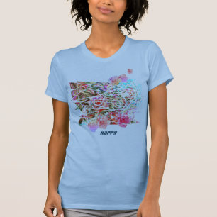 HEUREUX t-shirt d'art mignon avec fleurs semi-abst
