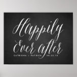 Heureux toujours après Chalkboard Poster Mariage<br><div class="desc">Affiche amusante et fantaisiste à ajouter à votre fête de mariage. D'autres couleurs sont disponibles.</div>