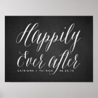 Heureux toujours après Chalkboard Poster Mariage