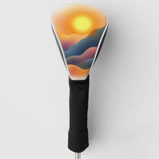Heuvels met gloeiende zonsondergang golfheadcover