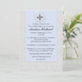 Hevenly Blue Damask Religieuze Uitnodiging (Staand voorkant)