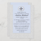 Hevenly Blue Damask Religieuze Uitnodiging (Voorkant / Achterkant)