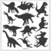 Hevige Dinosaurus Silhouet Set van Elf Stickers (Vel)