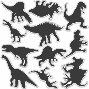 Hevige Dinosaurus Silhouet Set van Elf Stickers