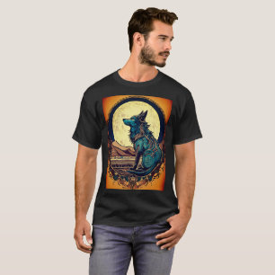 Hevige Tribal Wolf Howling bij de Maan T-Shirt