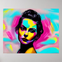 Hevige Vrouw Graffiti Kunst Kleurrijke AI Gegenere