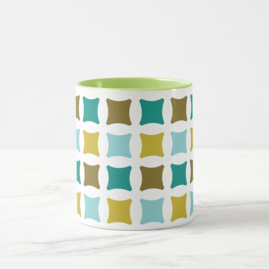 Hex Box Square Mid Mod Print Pattern Gold Mok (Midden)